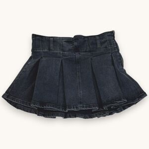 Black Denim Pleated Mini Skirt High Waisted Y2K Schoolgirl Tennis Small